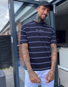 Темно-синяя футболка с полосками New Look-Темно-синий