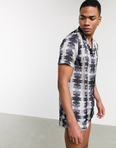 Рубашка от комплекта с отложным воротником и змеиным принтом Hermano-Черный