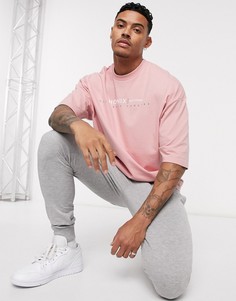 Розовая футболка oversized из органического хлопка с принтом ASOS DESIGN-Розовый