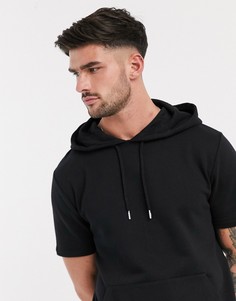 Черный худи из органического хлопка с короткими рукавами ASOS DESIGN