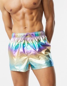 Короткие шорты для плавания с эффектом металлик ASOS DESIGN-Мульти