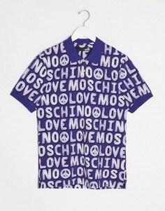 Футболка-поло с логотипами Love Moschino-Синий