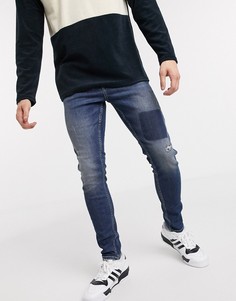 Синие джинсы скинни с нашивками New Look-Синий