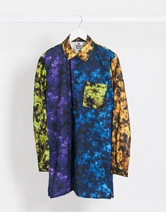 Короткое платье-рубашка oversize с принтом тай-дай The Ragged Priest-Мульти