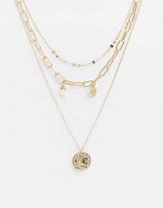 `Золотистое ожерелье в три ряда SVNX-Золотой