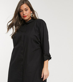 Черное хлопковое платье-рубашка мини ASOS DESIGN Curve-Черный