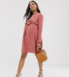 Розовое платье мини с длинными рукавами для кормления ASOS DESIGN Maternity-Розовый