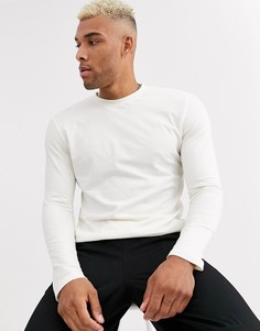 Светлый лонгслив с круглым вырезом ASOS DESIGN-Белый