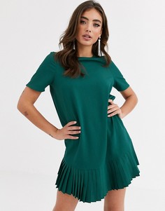 Зеленое платье мини с плиссировкой ASOS DESIGN-Зеленый