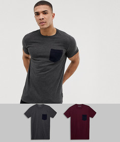 Набор из 2 футболок с карманом контрастного цвета French Connection-Мульти