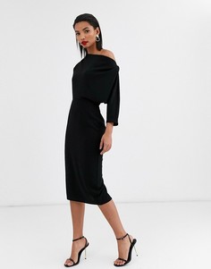 Черное платье-футляр миди ASOS DESIGN-Черный