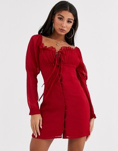 Красное платье мини на пуговицах ASOS DESIGN-Красный