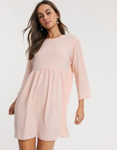 Розовое свободное платье мини с длинными рукавами ASOS DESIGN-Розовый