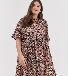 Свободное платье с леопардовым принтом ASOS DESIGN Curve-Мульти