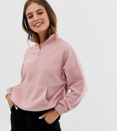 Розовый флисовый топ с молнией до груди New Look