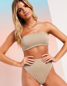 Золотистый бикини топ-бандо от комплекта ASOS DESIGN-Золотой