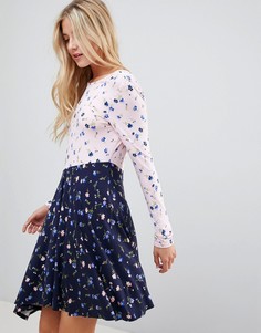 Чайное платье с принтом ASOS DESIGN-Мульти