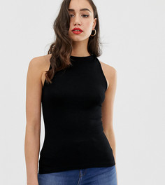 Черный топ в рубчик ASOS DESIGN Tall