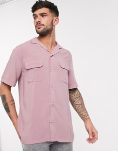 Розовая рубашка с воротником в виде лацканов Burton Menswear-Розовый