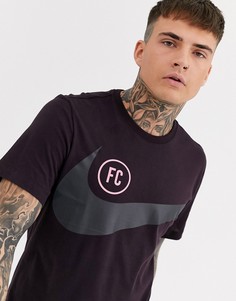 Бордовая футболка с логотипом-галочкой Nike F.C.-Красный
