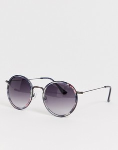 Круглые солнцезащитные очки в черепаховой оправе Selected Femme-Черный