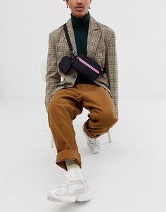 Черная сумка-кошелек на пояс с молнией и надписью ASOS DESIGN-Черный