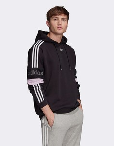 Худи черного цвета с трилистником в центре и вставками с логотипом adidas Originals-Черный