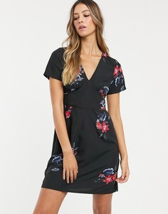 Платье-трапеция с цветочным принтом и V-образным вырезом Vero Moda-Мульти