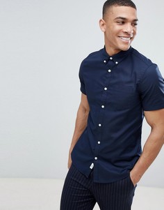Темно-синяя облегающая оксфордская рубашка Burton Menswear-Темно-синий
