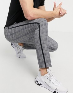 Серые строгие брюки скинни в синюю клетку River Island-Серый