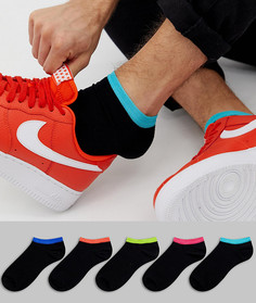 Набор из 5 пар черных спортивных носков с отделкой разных цветов ASOS DESIGN - Скидка-Мульти