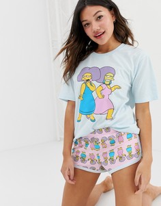 Пижамный комплект с шортами и принтом ASOS DESIGN simpsons sisters-Мульти