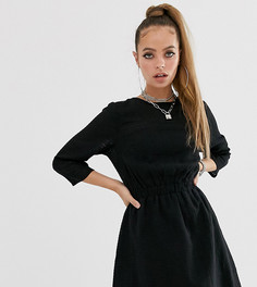 Черное фактурное платье мини с эластичной талией ASOS DESIGN Petite-Черный
