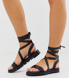 Сандалии для широкой стопы с завязками ASOS DESIGN-Черный