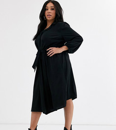 Черное платье-рубашка миди с пуговицами ASOS DESIGN Curve-Черный