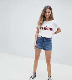 Синие джинсовые шорты с необработанными краями ASOS DESIGN Petite-Синий