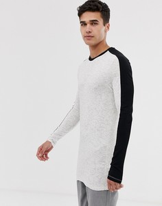 Длинный обтягивающий лонгслив с полосками на рукавах ASOS DESIGN-Белый