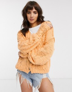 Кардиган кораллового цвета Free People-Оранжевый