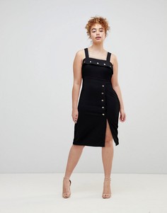 Платье миди с пуговицами ASOS-Черный