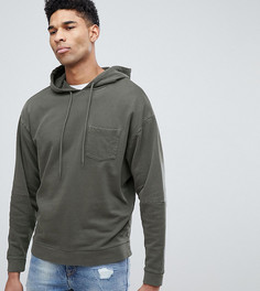 Худи свободного кроя цвета хаки со вставками на рукавах ASOS DESIGN Tall-Зеленый