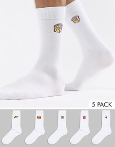 5 пар носков с принтом Brave Soul-Белый