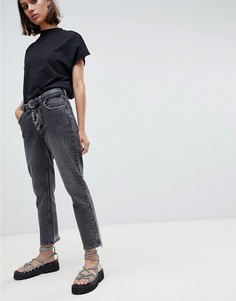 Укороченные джинсы в винтажном стиле с состаренной отделкой Cheap Monday-Черный