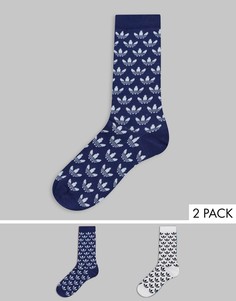Синие носки со сплошным узором из логотипа-трилистника adidas Originals-Синий