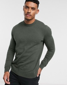 Трикотажный джемпер цвета хаки Topman-Зеленый