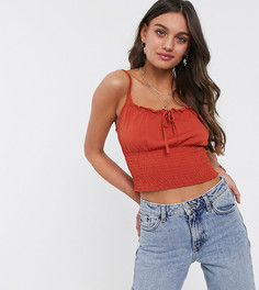 Короткий топ на бретелях со сборками ASOS DESIGN Petite-Красный