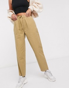 Светло-коричневые брюки с контрастными строчками ASOS DESIGN-Светло-бежевый