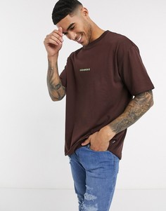 Коричневая oversized-футболка с кантом Converse-Коричневый