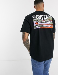 Черная футболка с принтом на спине Converse-Черный