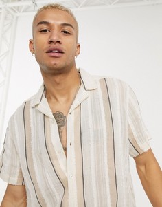 Светло-бежевая фактурная рубашка свободного кроя в полоску ASOS DESIGN-Бежевый