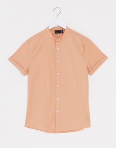 Светло-оранжевая эластичная рубашка зауженного кроя ASOS DESIGN-Оранжевый